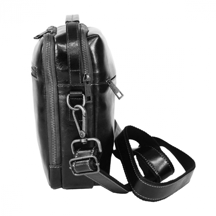 Borseta de barbati din piele naturala, model 057, Negru [3]