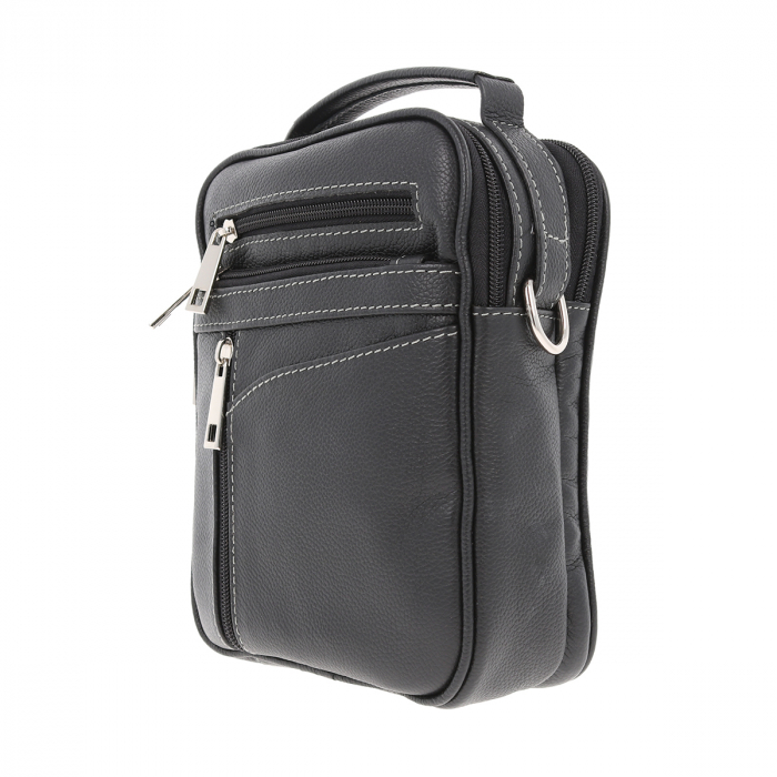 Borseta de barbati din piele naturala moale, model 071, Negru mat [5]