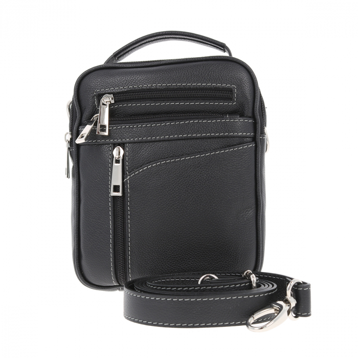 Borseta de barbati din piele naturala moale, model 071, Negru mat [3]