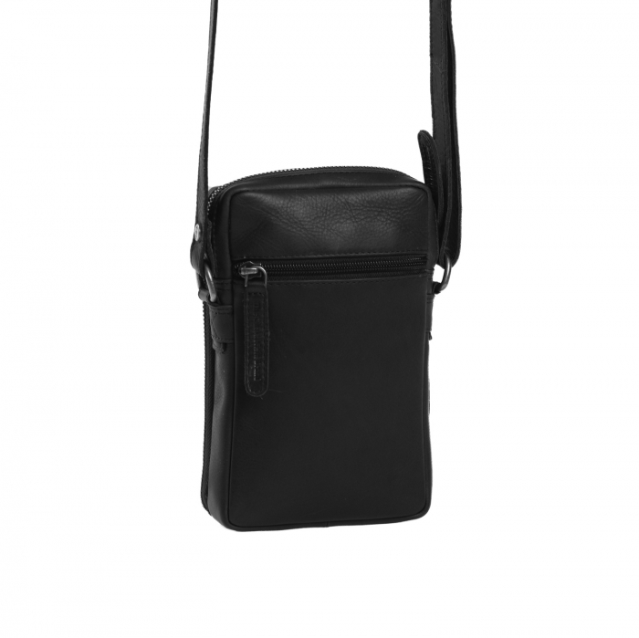 Geanta din piele naturala pentru telefon, The Chesterfield Brand, Hamilton, de umar, Negru [3]
