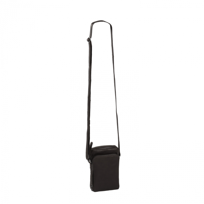 Geanta din piele naturala pentru telefon, The Chesterfield Brand, Hamilton, de umar, Maro inchis [2]