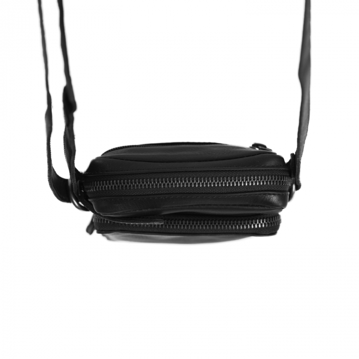 Geanta din piele naturala pentru telefon, The Chesterfield Brand, Hamilton, de umar, Negru [6]