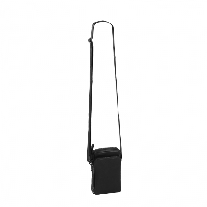 Geanta din piele naturala pentru telefon, The Chesterfield Brand, Hamilton, de umar, Negru [2]
