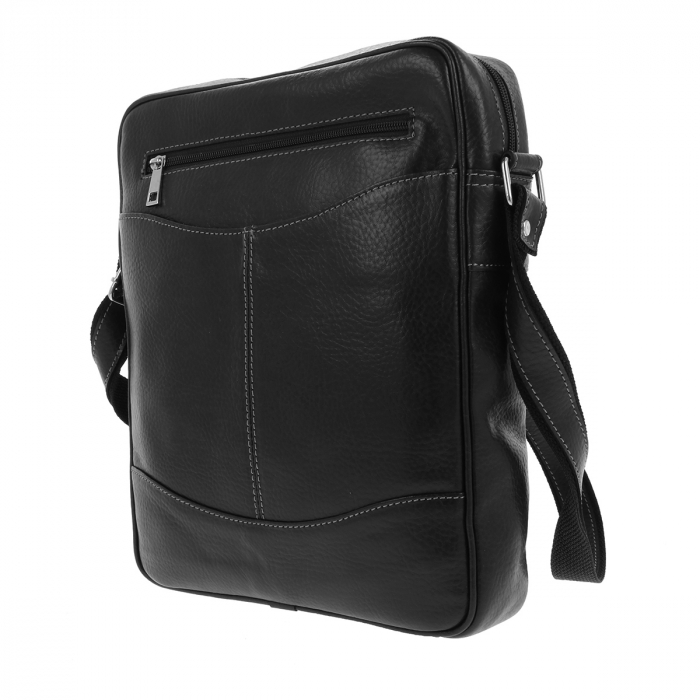 Borseta de barbati din piele naturala moale, model 029, Negru mat [5]
