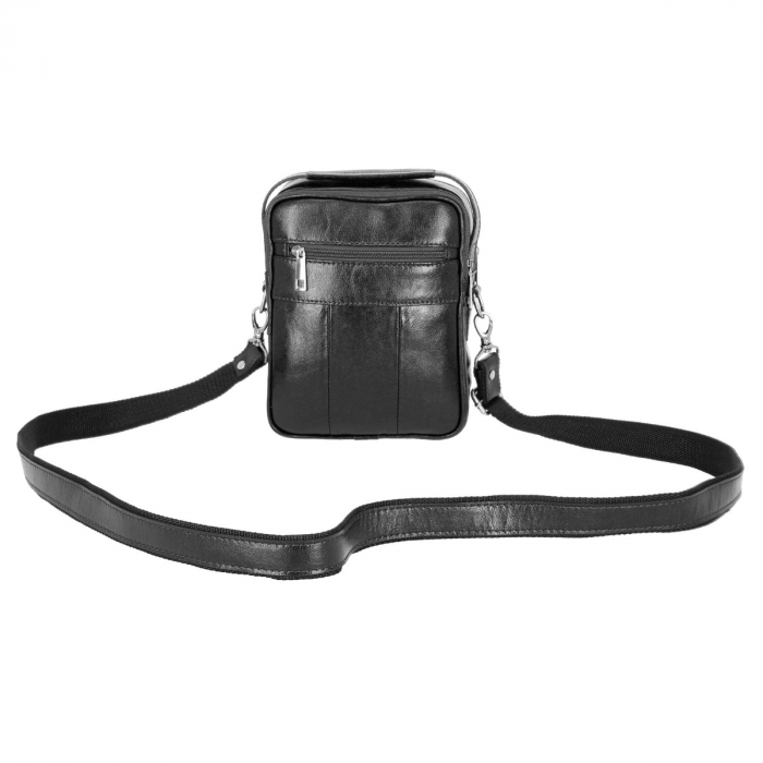 Borseta de barbati din piele naturala, model 065, Negru [4]