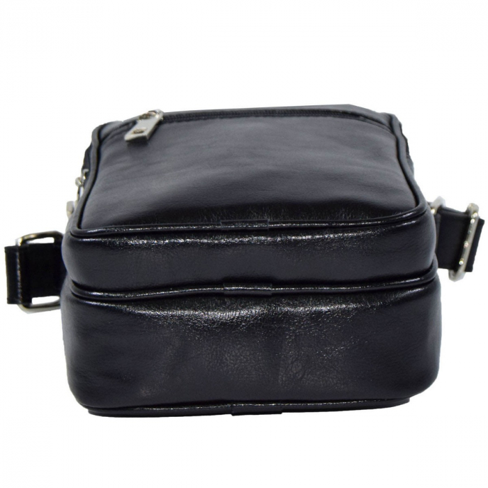 Borseta de barbati din piele naturala, model 10 cu fermoare, Negru [6]