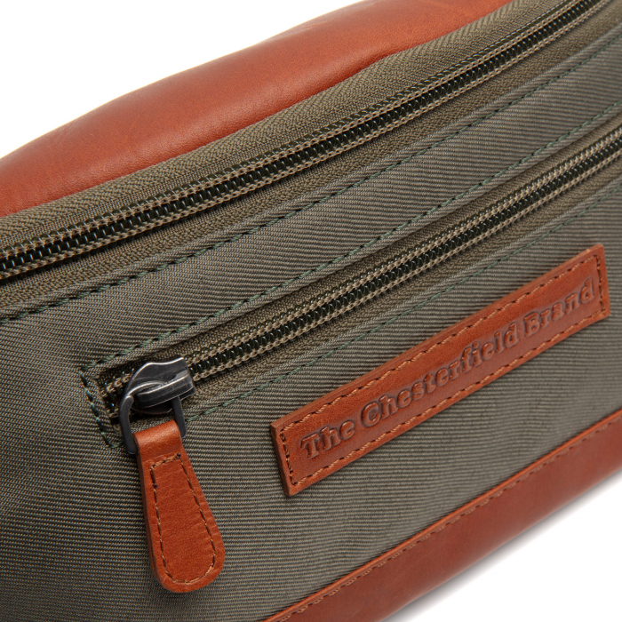 Borseta (marsupiu) de brau si umar The Chesterfield Brand, din piele si nylon, model Velta, Verde [4]