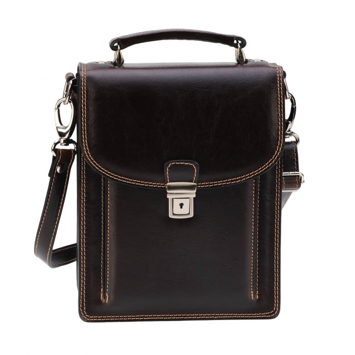 Borseta de barbati din piele naturala, model 020 office, Maro vintage [2]