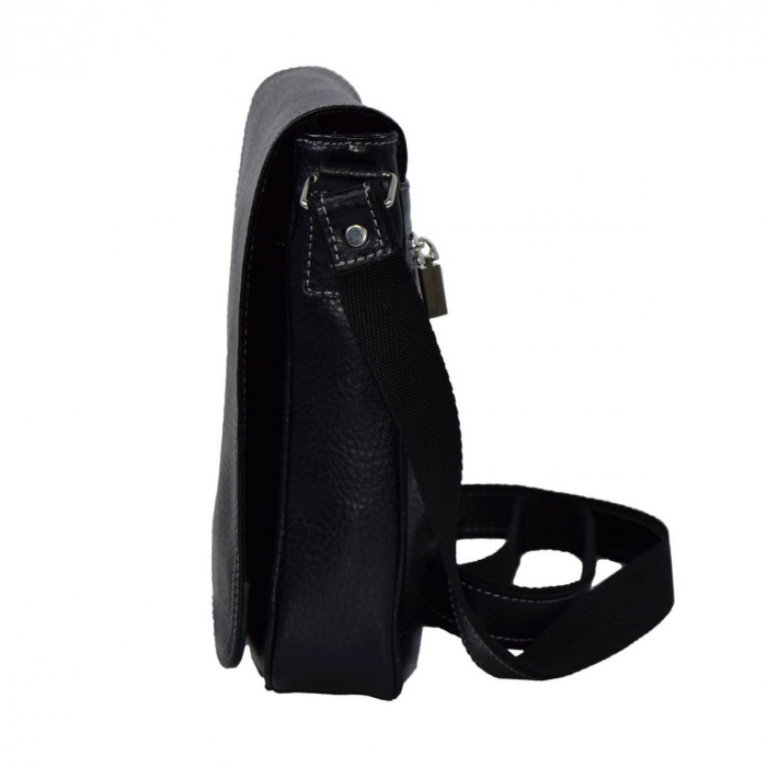 Borseta de barbati din piele naturala moale, model 04, Negru mat [4]