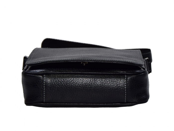 Borseta de barbati din piele naturala moale, model 04, Negru mat [7]