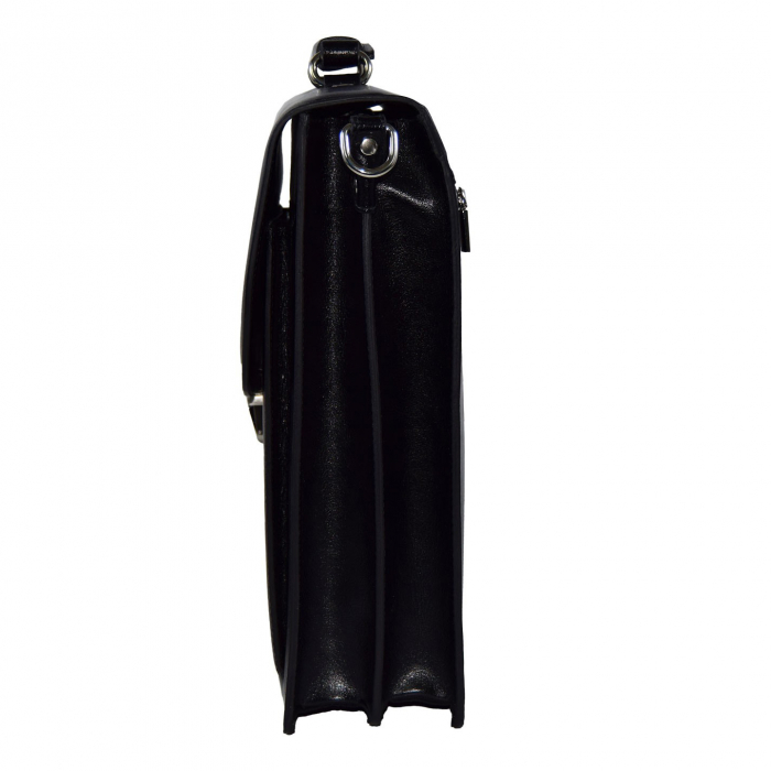 Geanta A4 pe verticala din piele naturala, model 012, Negru [4]