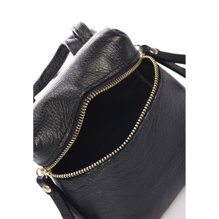 Geanta brau Massimo Castelli, din piele naturala, model 7080, Negru [4]