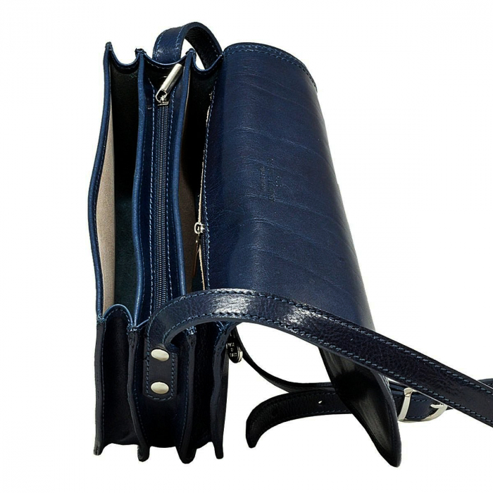 Geanta casual de umar din piele vachetta, model S5512, Bleumain [3]