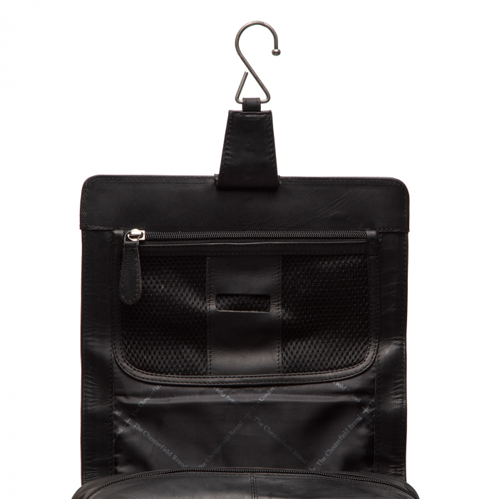 Geanta cosmetice pentru barbati, The Chesterfield Brand, cu maner si agatatoare metalica, Rosario, Negru [4]