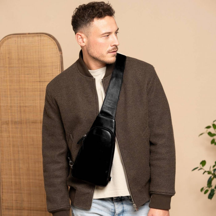 Geanta crossbody, din piele naturala, The Chesterfield Brand, Bowey, Negru [1]