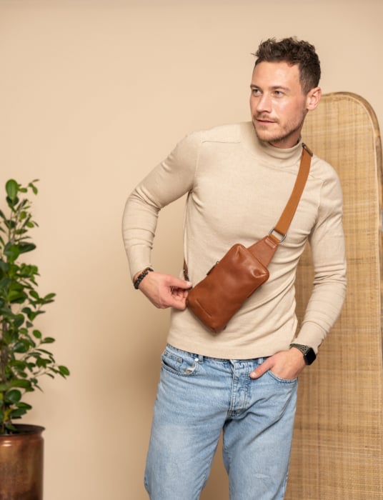 Geanta crossbody din piele naturala, The Chesterfield Brand, Cambridge, Maro coniac [3]