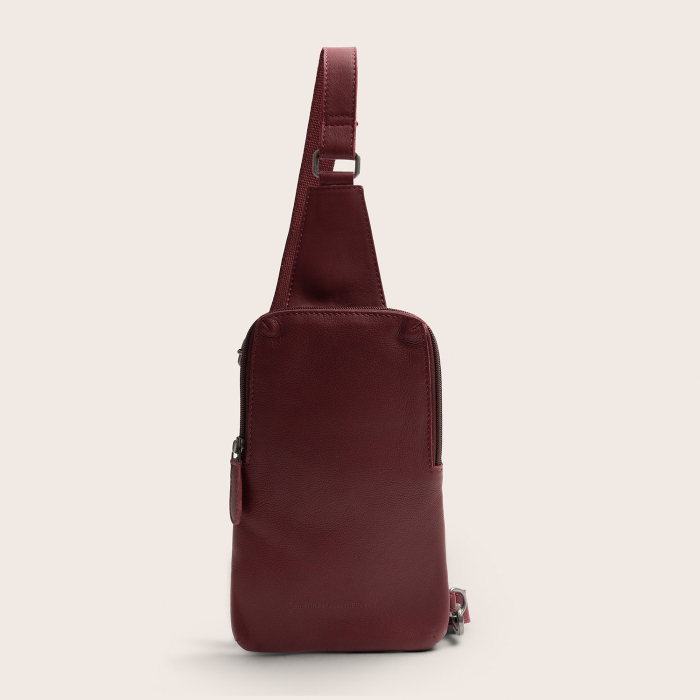 Geanta crossbody din piele naturala, The Chesterfield Brand, Isley, Visiniu [2]