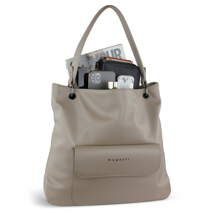 Geanta dama, bugatti, piele ecologica, seria Almata Hobo 496659, Nisipiu [8]