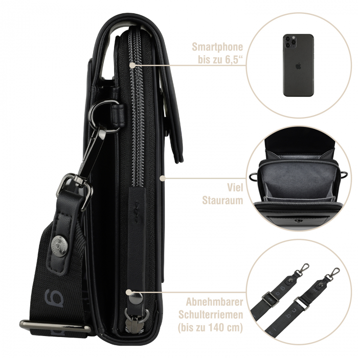 Geanta dama crossbody, bugatti, cu compartiment pentru telefon, seria Almata 496653, Negru [3]