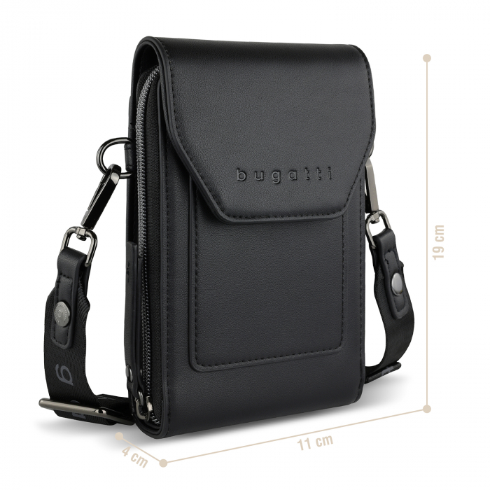 Geanta dama crossbody, bugatti, cu compartiment pentru telefon, seria Almata 496653, Negru [4]