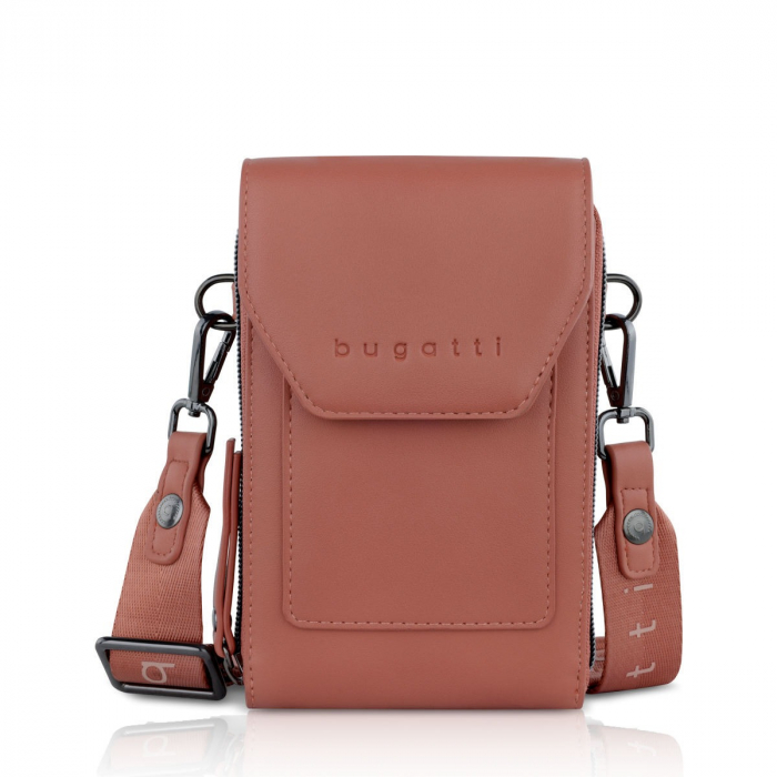 Geanta dama crossbody, bugatti, cu compartiment pentru telefon, seria Almata 496653, Rosu caramiziu [2]