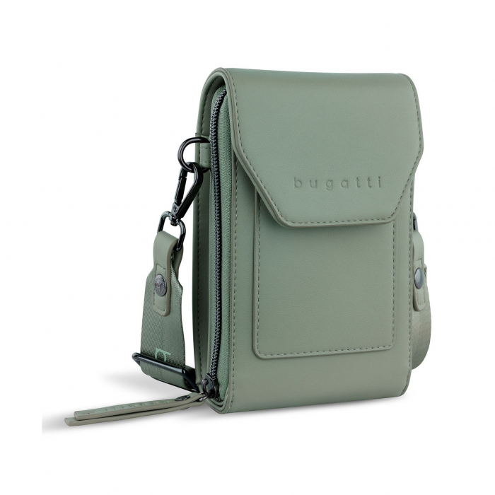 Geanta dama crossbody, bugatti, cu compartiment pentru telefon, seria Almata 496653, Verde menta [1]