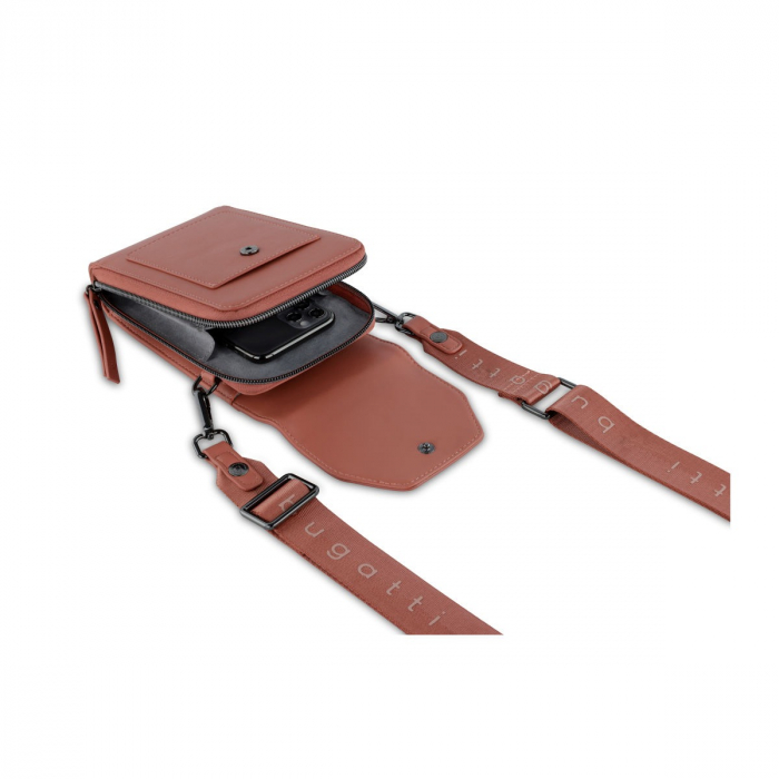 Geanta dama crossbody, bugatti, cu compartiment pentru telefon, seria Almata 496653, Rosu caramiziu [4]