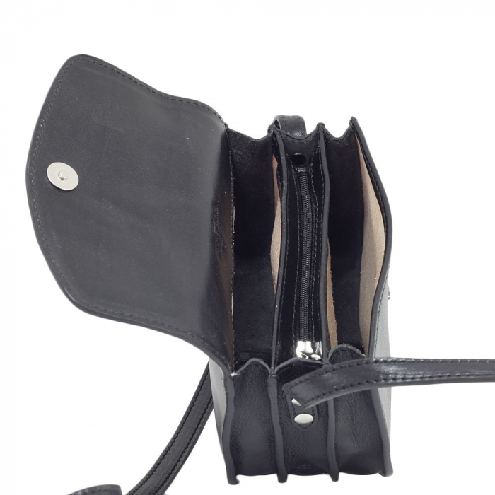 Geanta dama de umar din piele naturala vachetta neagra  S5511 [3]