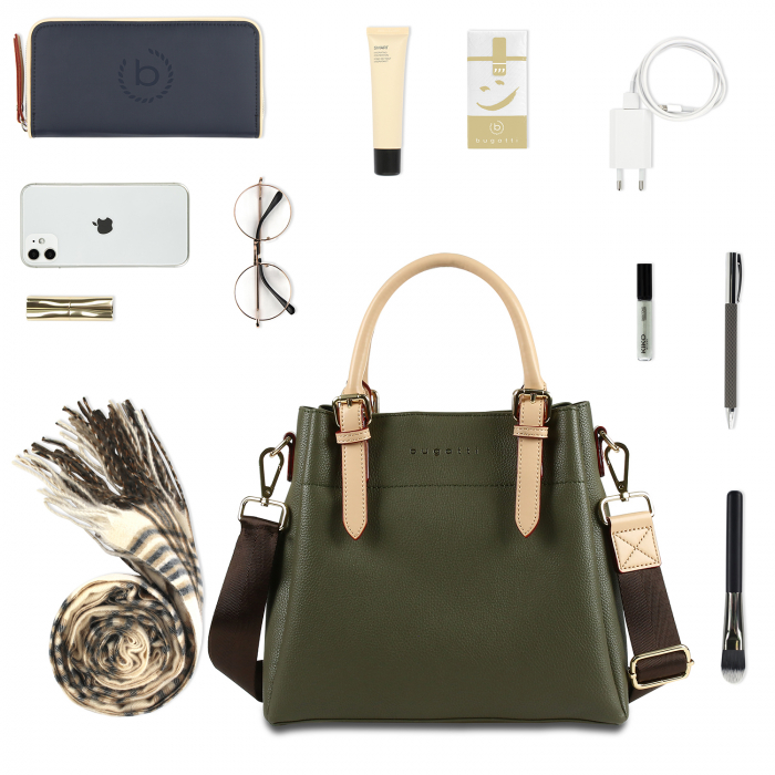 Geanta dama din material sintetic, bugatti, Ella Top Handle M, Verde olive [5]