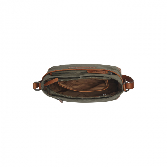 Geanta dama din nylon si piele naturala, The Chesterfield Brand, Nevon, Verde inchis [4]
