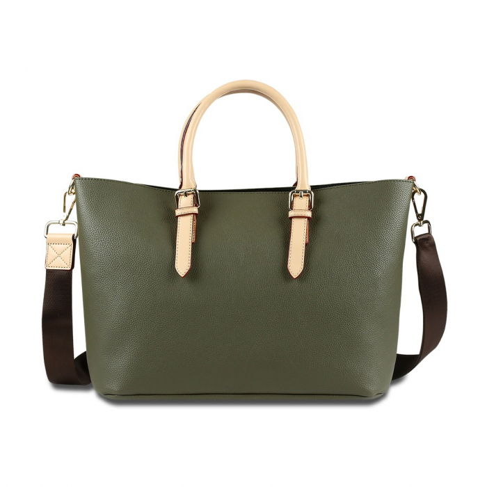 Geanta dama din piele ecologica, bugatti, Ella Shopper M, Verde olive [6]