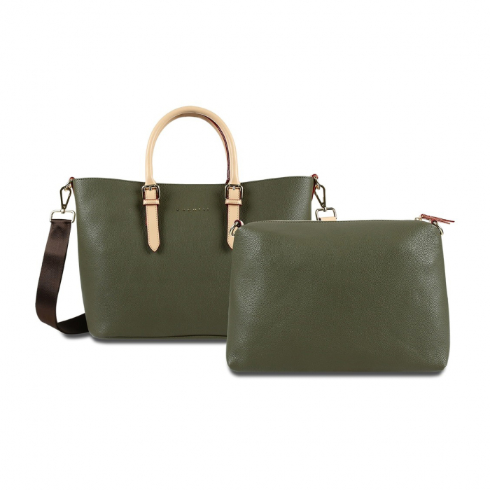 Geanta dama din piele ecologica, bugatti, Ella Shopper M, Verde olive [2]