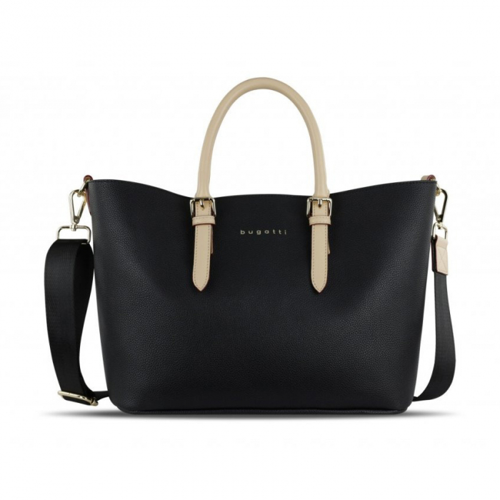 Geanta dama din piele ecologica, bugatti, Ella Shopper M, Negru [3]