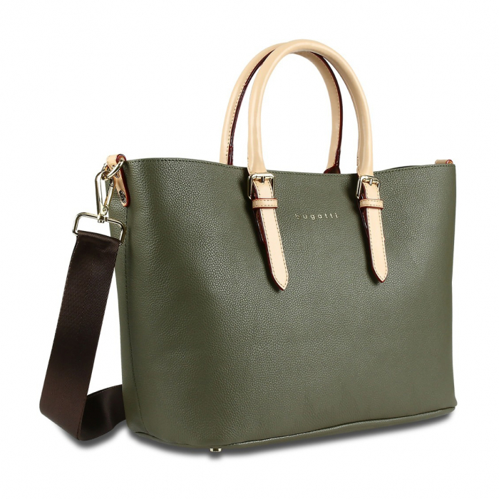 Geanta dama din piele ecologica, bugatti, Ella Shopper M, Verde olive [1]