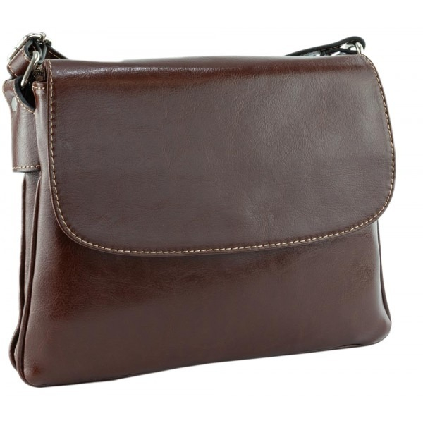 Geanta dama din piele naturala, model 252 crossbody, Maro coniac [1]
