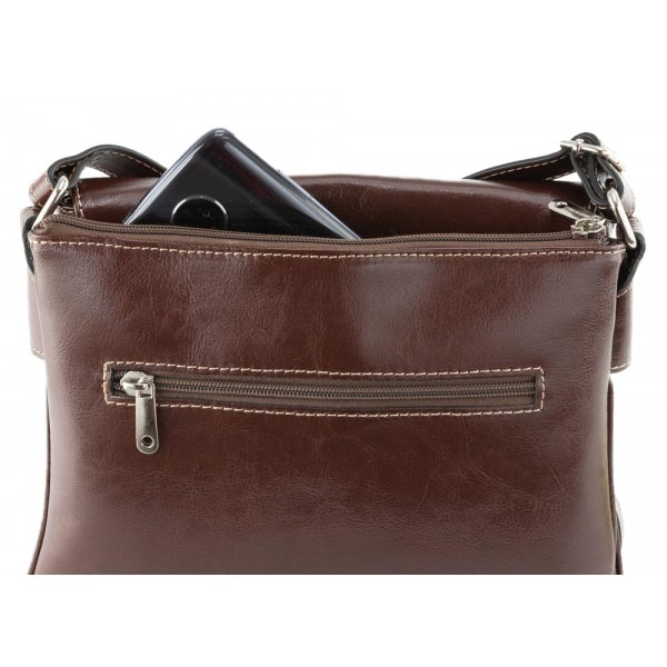 Geanta dama din piele naturala, model 252 crossbody, Maro coniac [4]
