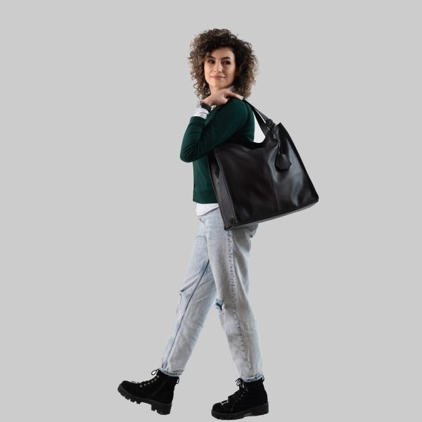 Geanta dama din piele naturala moale, model 268, de umar, Negru [7]