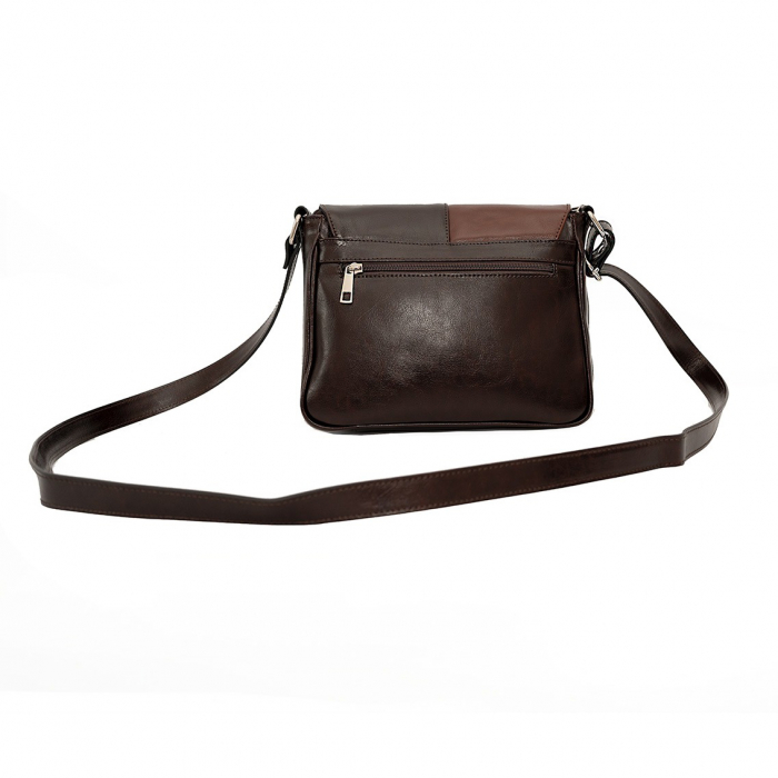 Geanta dama din piele naturala, model 127, de umar si crossbody, Maro [6]