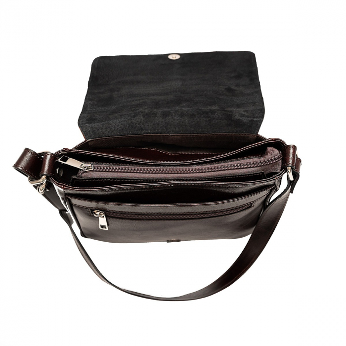 Geanta dama din piele naturala, model 127, de umar si crossbody, Maro [4]