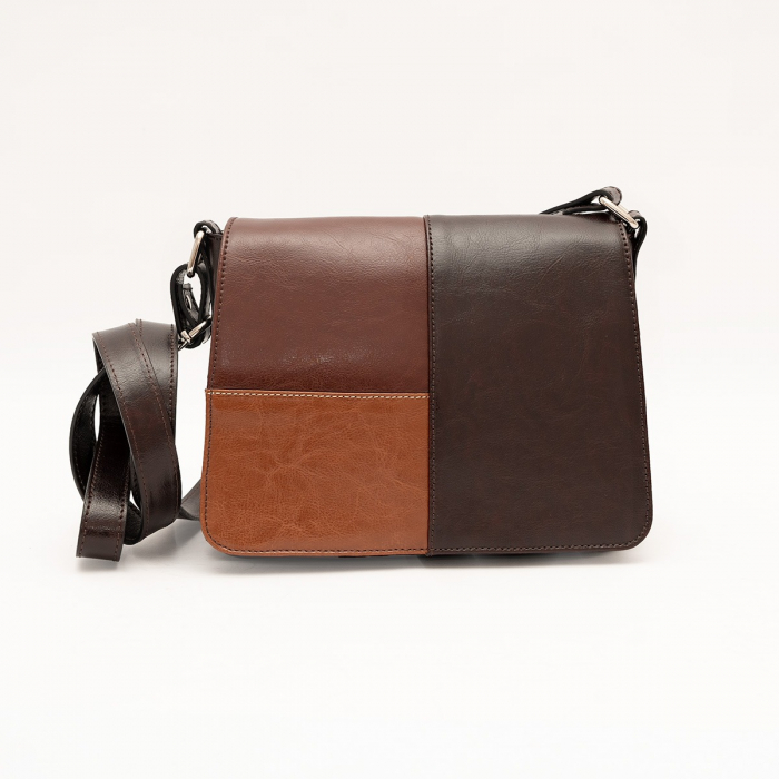 Geanta dama din piele naturala, model 127, de umar si crossbody, Maro [5]