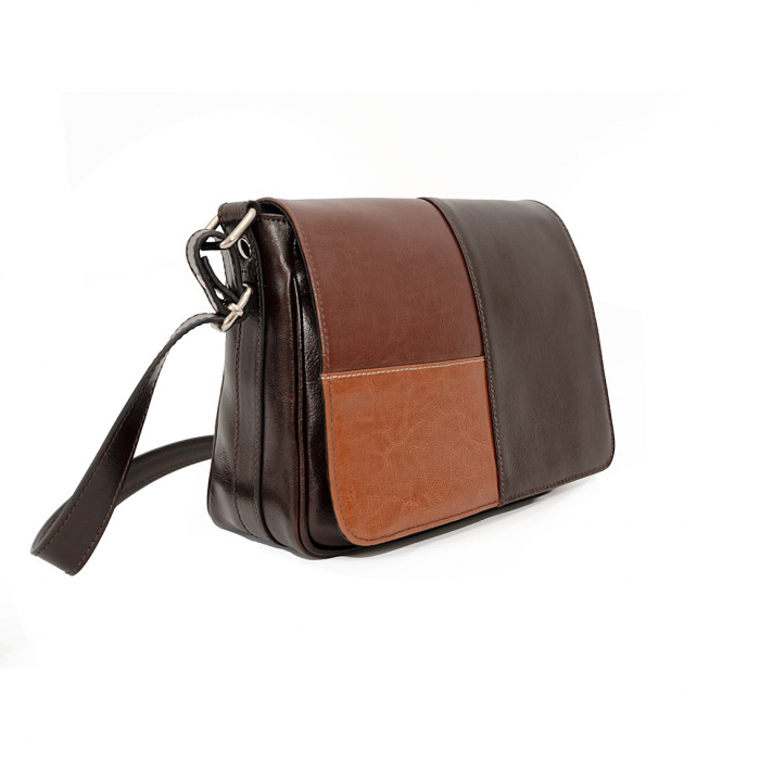 Geanta dama din piele naturala, model 127, de umar si crossbody, Maro [2]