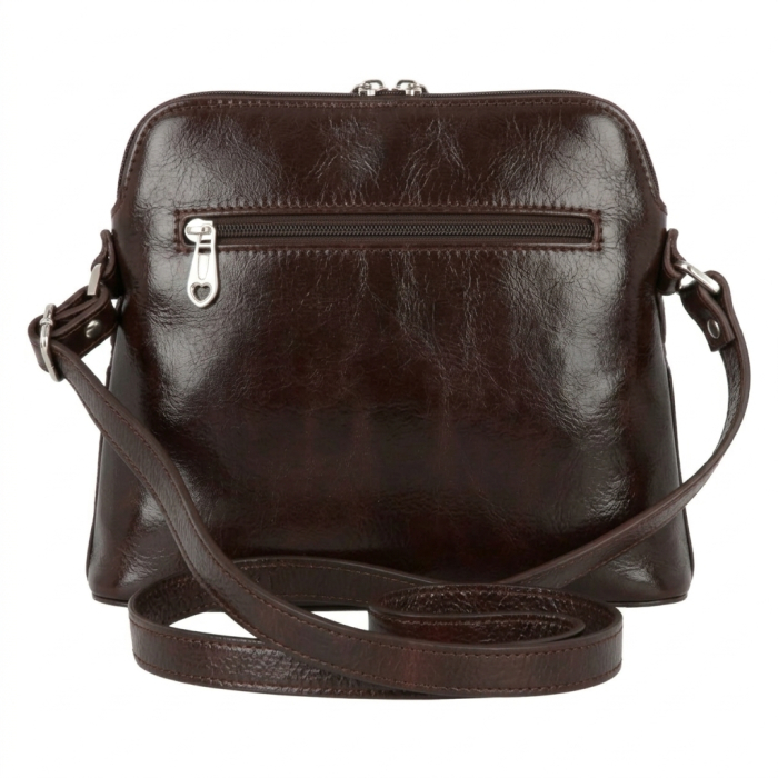 Geanta dama din piele naturala, model 239, de umar si crossbody, Maro cu flori [3]