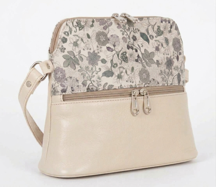 Geanta dama din piele naturala, model 239, de umar si crossbody, Negru cu flori [9]