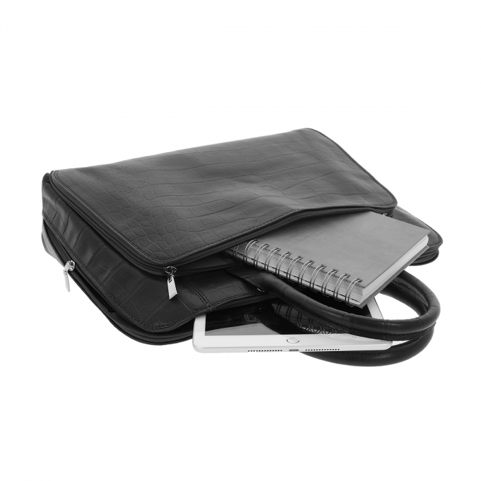 Geanta dama din piele naturala, model 248, Negru croco [5]