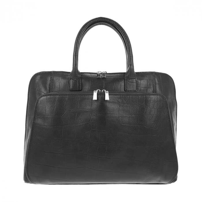 Geanta dama din piele naturala, model 248, Negru croco [2]