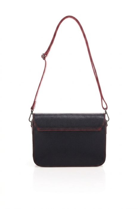 Geanta dama Massimo Castelli, din piele naturala, model 16041, Negru/Rosu [4]