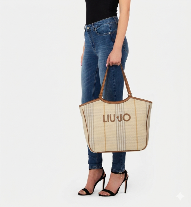 Geantă Damă Shopping Liu Jo, Model Ferielle, AA6208, Bej / maro [2]