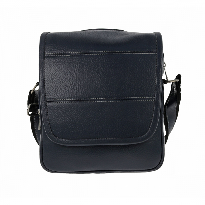Geanta de barbati din piele naturala moale, model 054, Bleumarin mat [2]