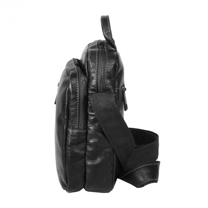 Geanta de barbati din piele naturala moale, model 058, Negru [4]