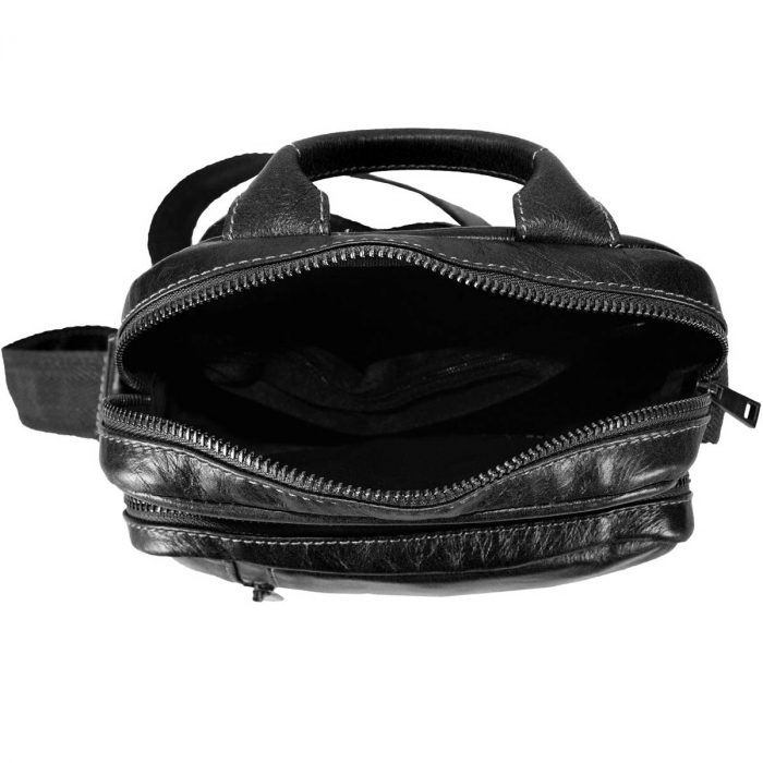 Geanta de barbati din piele naturala moale, model 058, Negru [5]